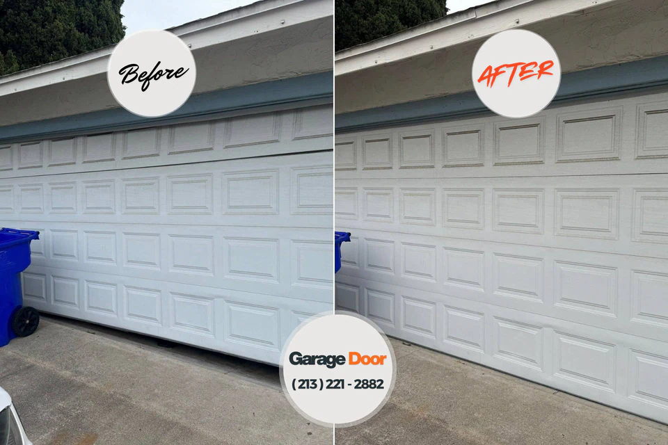 Before and after: garage door repair Mamou, LA